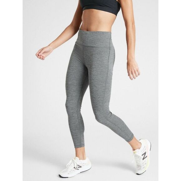 Athleta Pants - Athleta Size S Gray Heathered Ultimate Stash Pocket 7/8 Leggings Workout Yoga
